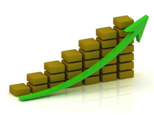 Wykres wzrostu biznesu biały bloki z brown — Zdjęcie stockowe