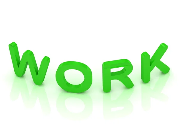 Arbeitssignalschild mit grünen Buchstaben — Stockfoto