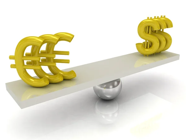 Balans dollarn och euron — Stockfoto