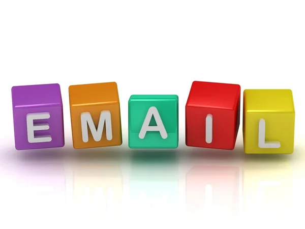 E-posta yazıt üzerinde renkli küpler — Stok fotoğraf