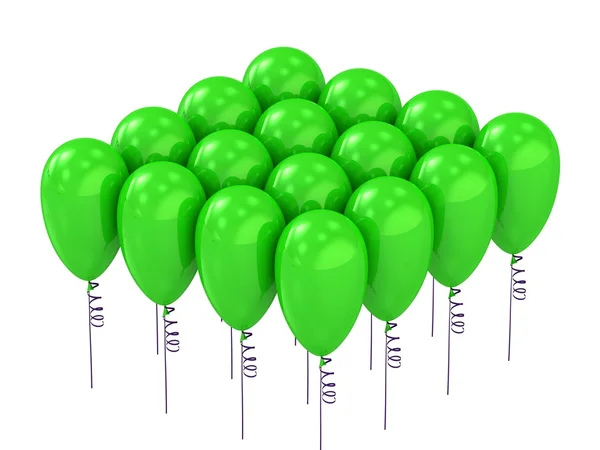 Balloons of colorful green rising up — Stock Photo, Image
