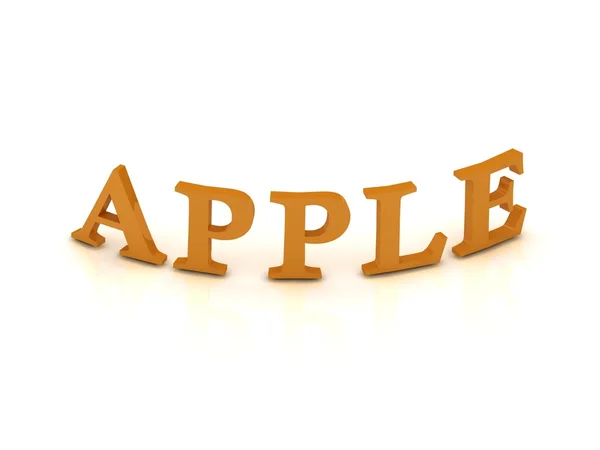Značka Apple s oranžovými písmeny — Stock fotografie