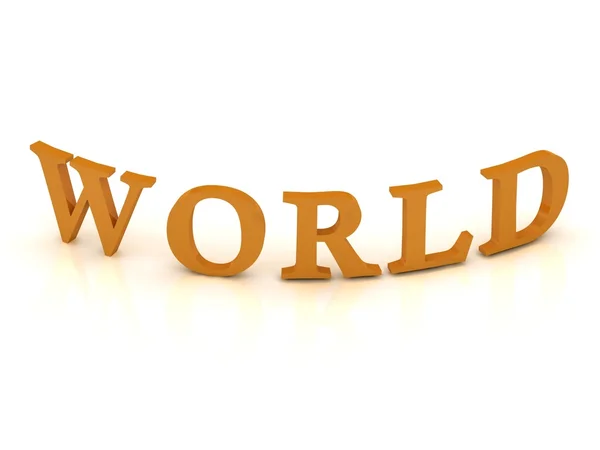 Världen tecken med orange bokstäver — Stockfoto