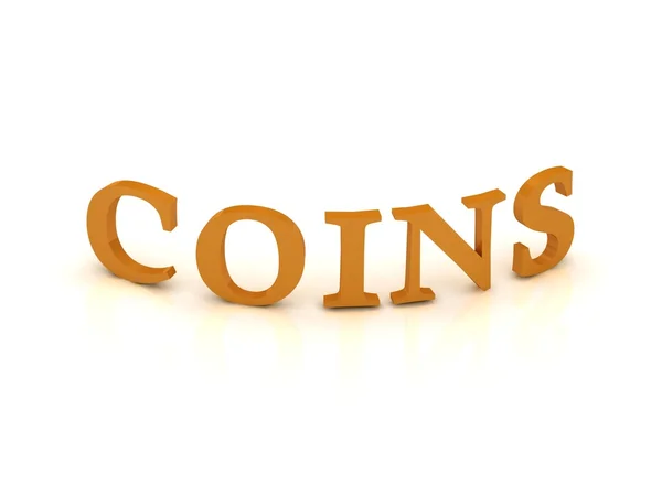 Sinal de moedas com letras laranja — Fotografia de Stock