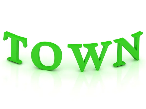 Sinal de TOWN com letras verdes — Fotografia de Stock