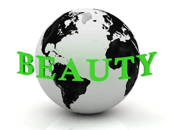 BEAUTY abstraction inscription around earth — Stock Photo, Image