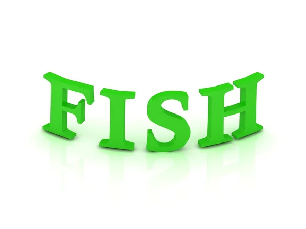 Рыбный знак с зелеными буквами — стоковое фото
