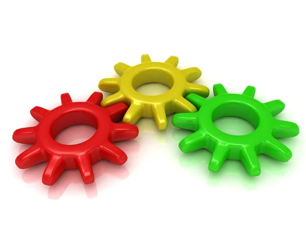Business Gears red, yellow and green — Stock Photo, Image
