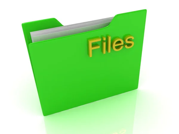 绿色电脑文件夹和黄色标志的文件 — 图库照片