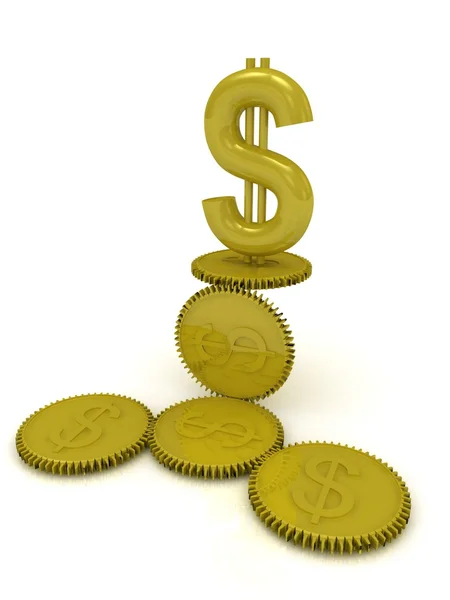 Business mechanism of the dollar gears — Stock Photo, Image