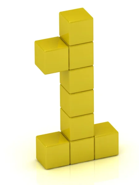 Nummer 1 in goud kubus — Stockfoto