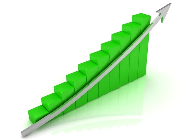 Business growth and the silver arrow — Stock Photo, Image