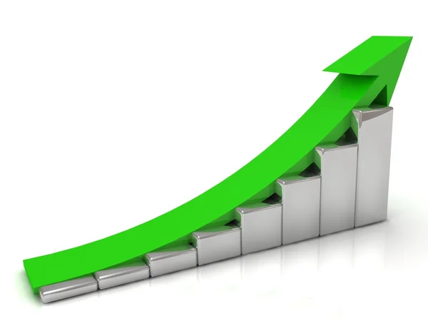 Crescimento do negócio e a seta verde — Fotografia de Stock