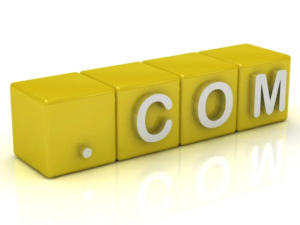 Inscription on the cubes of gold: dot com — Stock Photo, Image