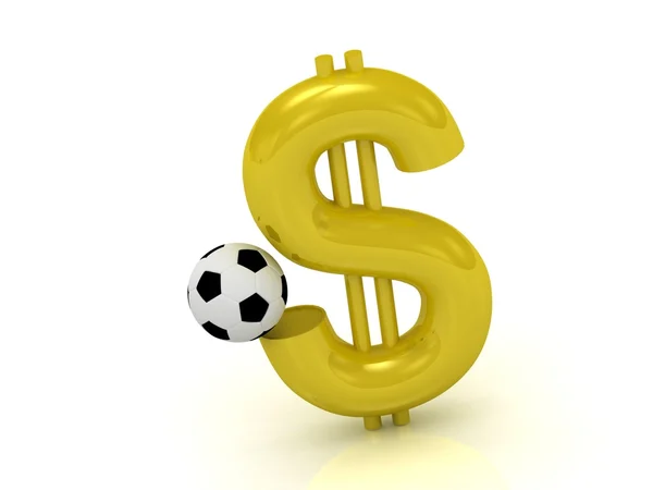 Dollar with the ball in soccer — Stock Photo, Image