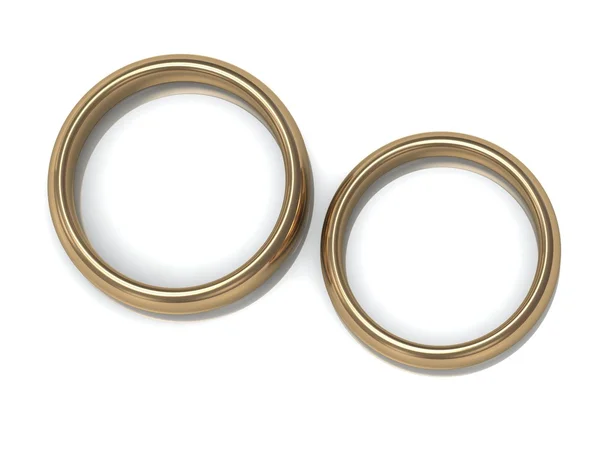 Два обручальных кольца на вид сверху — стоковое фото