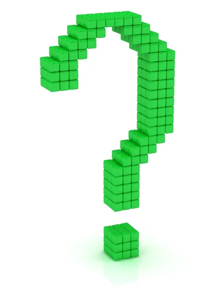 Yeşil soru işareti küp — Stok fotoğraf