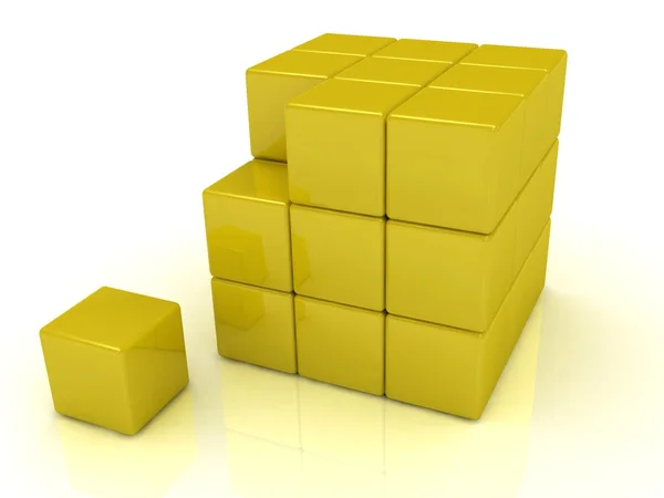Bruten från små block av en stor kub — Stockfoto