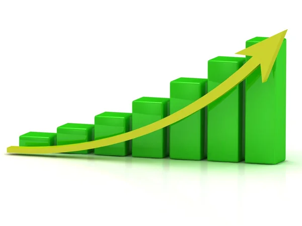 stock image Business graph output growth of the green bars