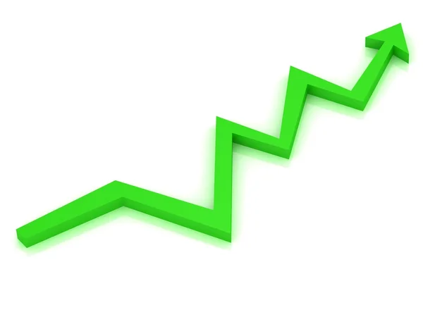 Growth progress green 3d arrow — Stockfoto
