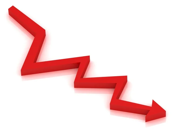 Red down arrow — Stock Photo, Image