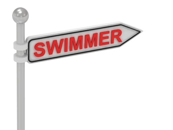 Señal de flecha de nadador con letras — Foto de Stock