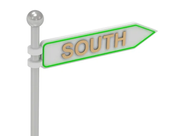3d rendering of sign with gold "SOUTH" — Stock Photo, Image