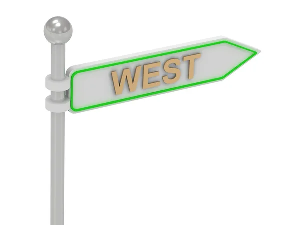 3d rendering of sign with gold "WEST" — Stock Photo, Image