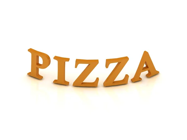 Піца знак помаранчевий буквами — стокове фото