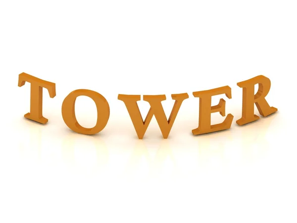 Turmschild mit orangen Buchstaben — Stockfoto