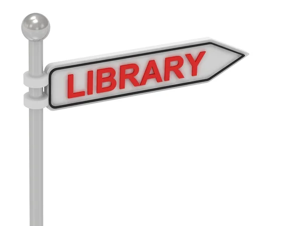 Biblioteket pil tecken med bokstäver — Stockfoto