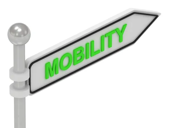 Mobilitätspfeilschild mit Buchstaben — Stockfoto