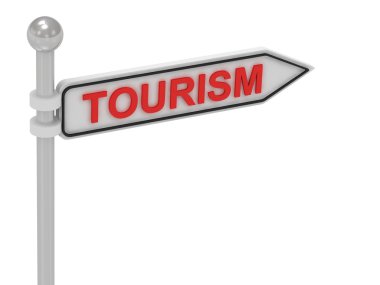 TOURISM arrow sign with letters