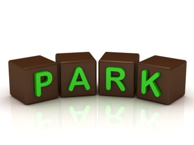 PARK inscription bright green letters clipart