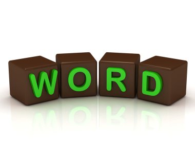 Word yazıt parlak yeşil harfler