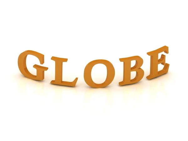 Globus-Zeichen mit orangen Buchstaben — Stockfoto