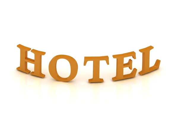 Hotelschild mit orangen Buchstaben — Stockfoto
