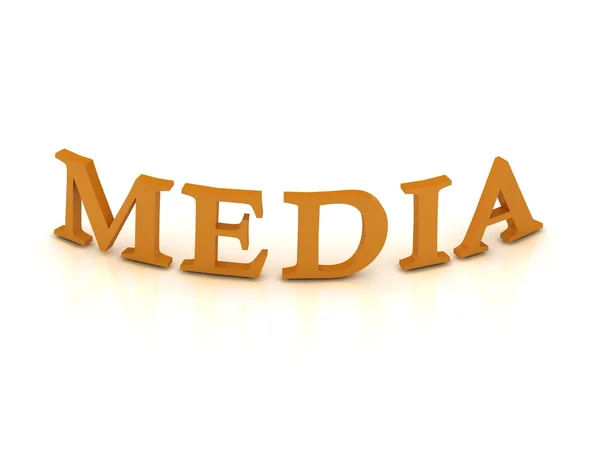 Sinal MEDIA com letras laranja — Fotografia de Stock