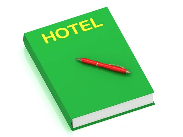 Hotel inskriften på täcka bok — Stockfoto