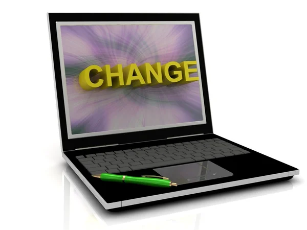 Zmienić wiadomość na ekranie laptopa — Zdjęcie stockowe