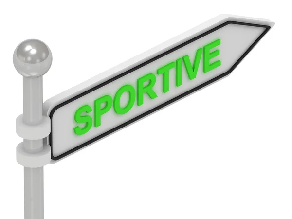 SPORTIVE arrow sign with letters — Stock Photo, Image