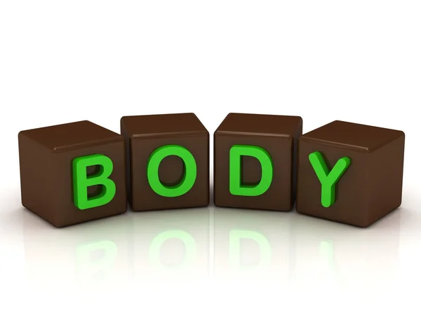 Kroppen inskription ljusa gröna bokstäver — Stockfoto