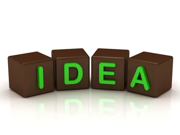 IDEA inscrição letras verdes brilhantes — Fotografia de Stock