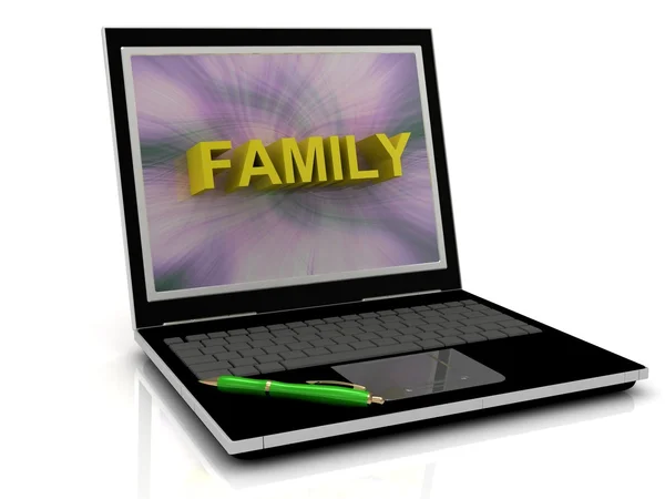 Familie bericht op laptop scherm — Stockfoto