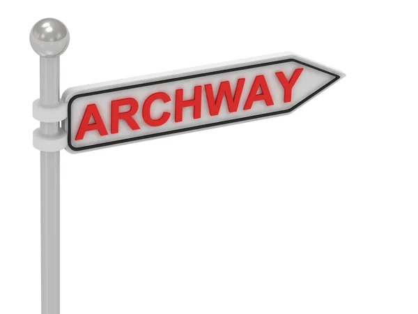 Sinal de seta ARCHWAY com letras — Fotografia de Stock