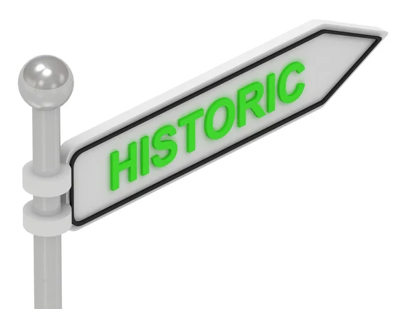 HISTORISK pilskilt med bokstaver – stockfoto