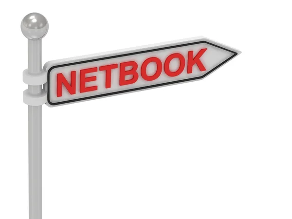 Netbook pil tecken med bokstäver — Stockfoto