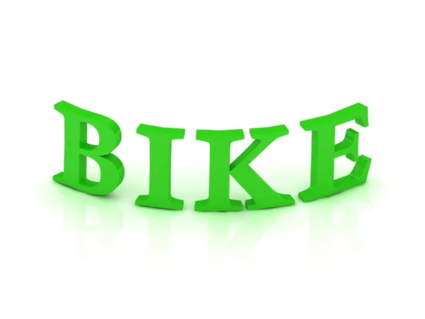 Signo de bicicleta con letras verdes — Foto de Stock