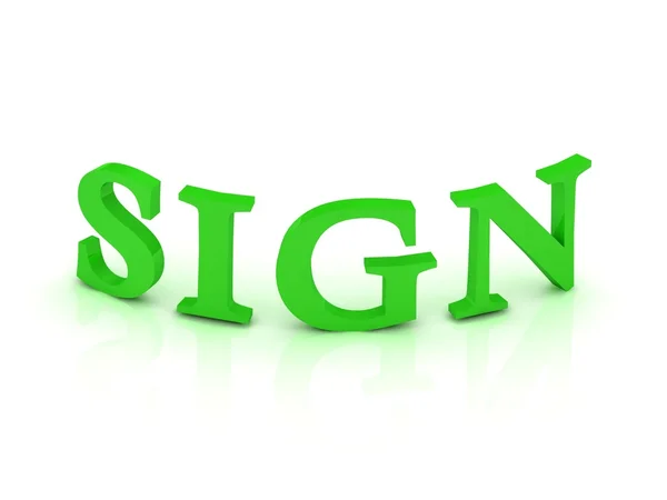 Sinal SIGN com letras verdes — Fotografia de Stock