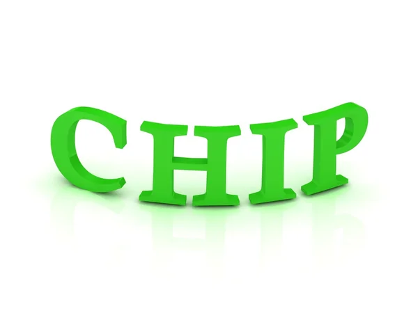 Symbol čip s zelenými písmeny — Stock fotografie